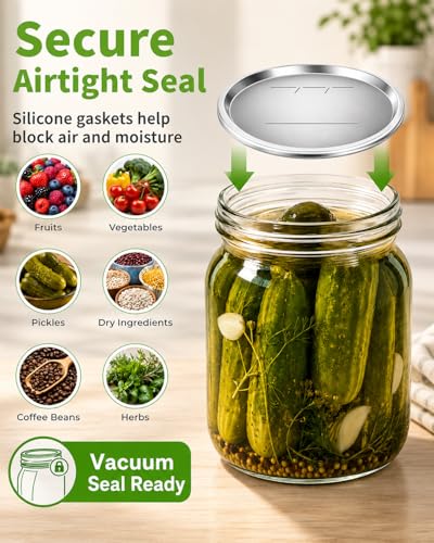 36Pcs Wide Mouth Canning Lids, 86mm Food Grade Mason Jar Lids, 100% Fit Airtight Lids for Ball and Kerr Preserving Jars - size: 36 Lids for Wide Mouth Jar