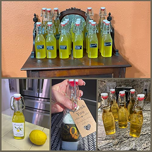 Vanilla Extract Bottles [8.5 oz, 12-Pack] – Flip Top Swing Top Glass Bottles for Homemade Extracts, Kombucha, Coquito, Juice – Airtight Leak-Proof Caps with Funnel, Extra Gaskets, Labels & Marker - size: 8.5oz - 12 Pack