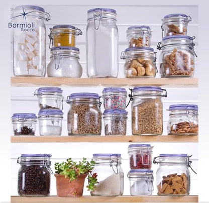 Bormioli Rocco Fido Collection, 2 Pack, 50.75 Oz. Food Storage Glass Jars, Airtight Rubber Seal & Glass Lid, With Stainless Wire Clamp, Made In Italy. - size: 50.75 oz