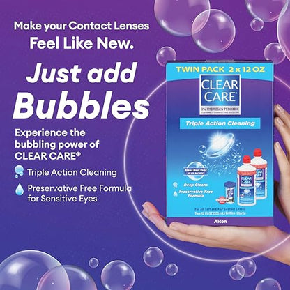 CLEAR CARE Cleaning & Disinfecting Contact Lens Solution, 12 Fl Oz, 2 Pack