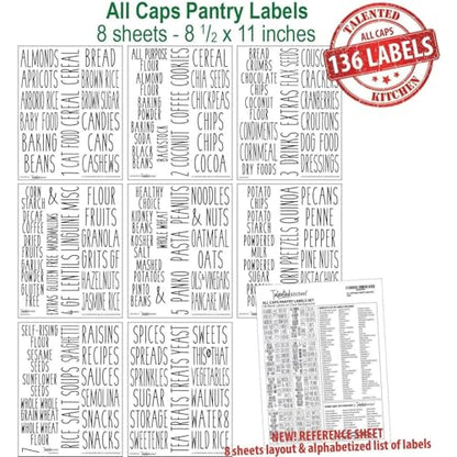 Talented Kitchen Kitchen Adhesive Labels - Waterproof Labels for Storage Bins - Pantry & Jar Stickers for Spices - Pack of 136, 2 x 3 in, Black Text on Clear Vinyl - color: Black Text on Clear Background