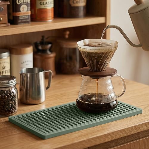 ZJWZLG Bar Mat 5.9"x11.8"(2Pcs) Non-Slip Rubber Bar Mat, Spill Proof & Flat Design,Easy to Clean Textured Surface forHome Bar,Coffee Station, Bartending - Protects Countertops & Glassware (Green). - color: Green-2pcs, size: 6" x 12"