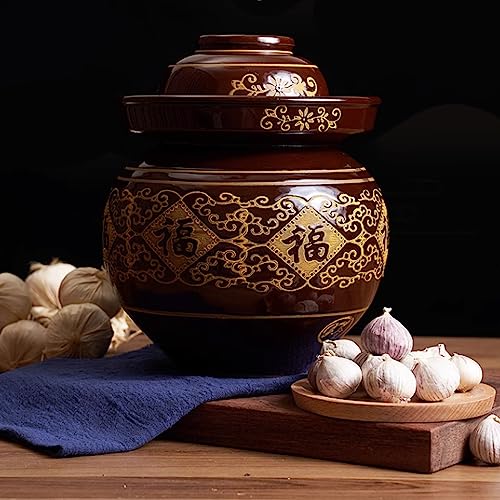 Ceramic Fermentation Crock Jar Kit,Sauerkraut Crock, Traditional Chinese Porcelain Pickle Jar with Water Seal Airlock Lid,Pickle Jar for Fermenting or Pickling Pickl 4Kg - size: 4Kg