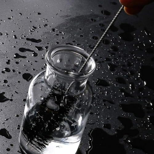 1 Pc Straw Cleaner Brushes Sets, Dringking StrawCleaner Brush Kit, Long Straw Brush with Hook, Nylon Pipe Tube Cleaner Straw Cleaning Brush for Narrow Neck Bottles Cups Tumbler, Sippy Cup (Black)