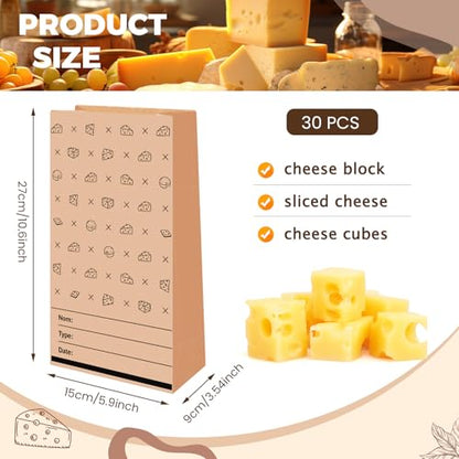 MotiMind 30 Packs Cheese Storage Bags for Refrigerator 10.6 x 6 Inches Cheese Paper Bags, Sandwiches, Wrapping (Yellow)