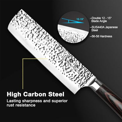 imarku Nakiri Knife,7 Inch High Carbon Stainless Steel Japanese Chef Knife,Razor Sharp Chopping Vegetable and Meat Cleaver Kitchen Knife with Ergonomic Handle,Birthday Gift - color: Dark Brown/Coffee