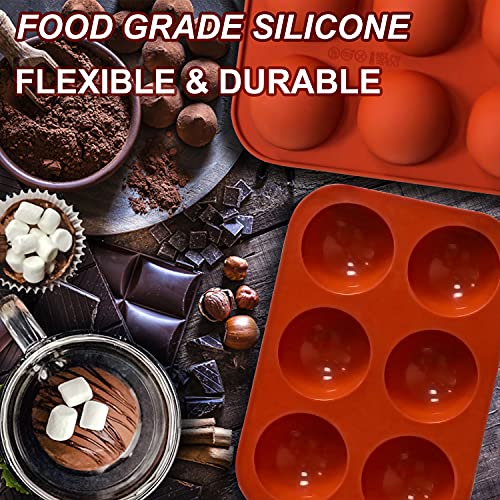 Lerykin 6 Holes Medium Semi Sphere Silicone Molds, 2 Packs Half Sphere Silicone Baking Molds for Making Chocolate, Cake, Jelly, Dome Mousse - color: 6 Medium ( 2 Pack )