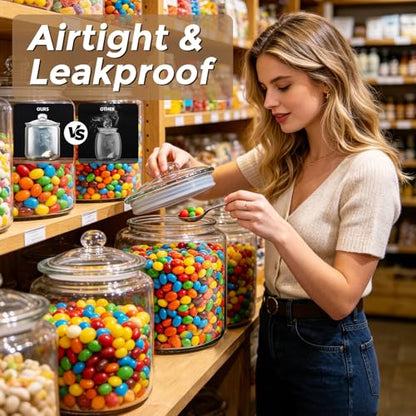 Masthome 1 Gallon Glass Jar with Lid,Large Glass Cookie Jar,Wide Mouth,Dishwasher Safe,Large Clear Jar,Storage Containers with Lids For Flour,Nuts,Cookies,Snacks - color: Glass Storage Jars Set