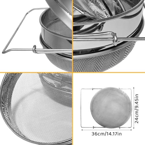 Honey Bucket 5 Gallon Beekeeping Supplies-Honey Gate & Stainless Steel Double Sieve Honey Strainer Honey Filter Bag Uncapping Tank Holder Honey Harvesting Equipment Beekeeping Kit (5 PCS/Set) | Leakproof plastic spigot|Dual stainless filter|Drawstring nyl