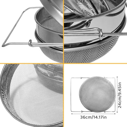 Honey Bucket 5 Gallon Beekeeping Supplies-Honey Gate & Stainless Steel Double Sieve Honey Strainer Honey Filter Bag Uncapping Tank Holder Honey Harvesting Equipment Beekeeping Kit (5 PCS/Set) | Leakproof plastic spigot|Dual stainless filter|Drawstring nyl