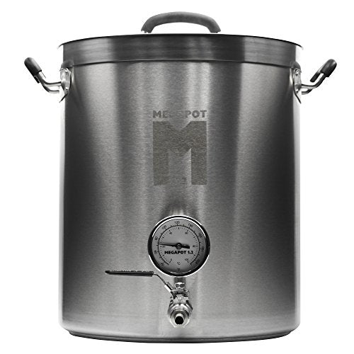 Northern Brewer - MegaPot Stainless Steel Brew Kettle with Volume Markings (10 Gallon w/Valve and Thermometer) - size: 10 Gallon