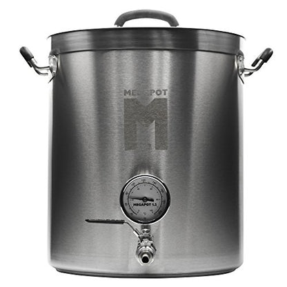 Northern Brewer - MegaPot Stainless Steel Brew Kettle with Volume Markings (8 Gallon w/Valve and Thermometer) - size: 8 Gallon