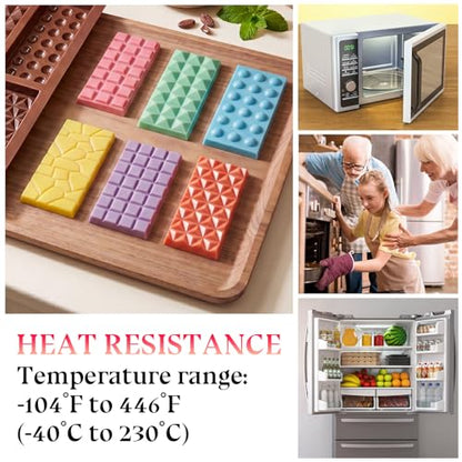 2 Pieces Silicone Break Apart Chocolate Moulds,Silicone Square Mold,Non-Stick Candy Chocolate Bar Mold,Reusable Candy Protein Silicone Chocolate Mold （B） - color: 2 Pieces