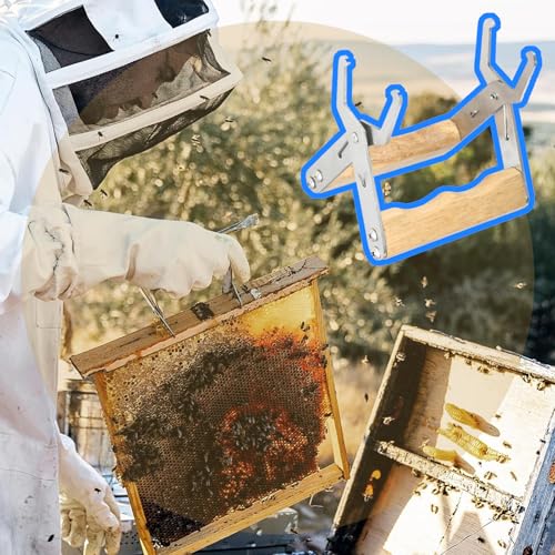 Stainless Steel Beekeeper Frame Holder with Ergonomic Wooden Handle Suitable for Beekeeping and Comfort