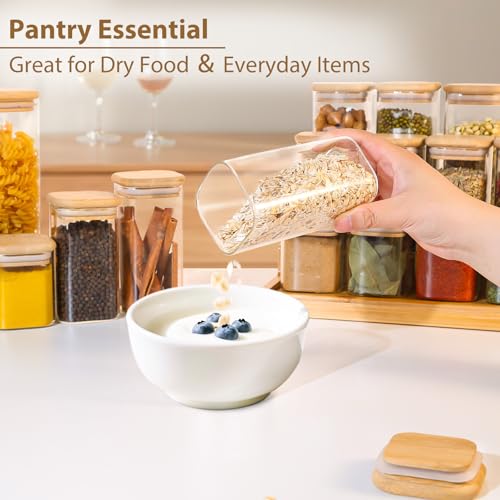 TBWIND 20 Pack 10 oz Square Glass Spice Jars with Lids and Labels – Airtight Small Spice Containers Set, Clear Glass Storage Jars for Seasoning, Spices, Kitchen Pantry Organization - color: Square/10oz/20pcs