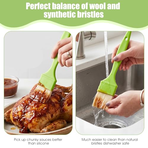 4pcs Pastry Brush Set, 1/1/2/2 inch Natural Bristle Basting Pastry Paint Brush with Hang Hole Design Premium BBQ Heat Resistant Brushes for Cooking Baking Brushes Oil Grilling Marinade