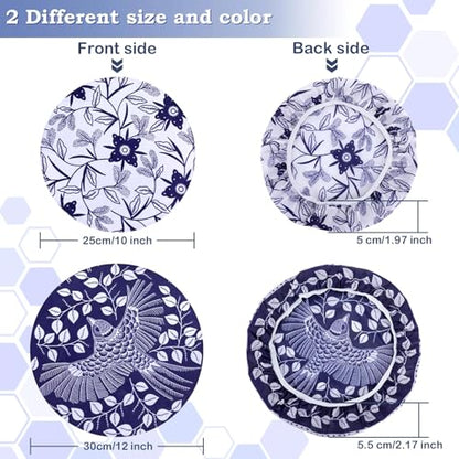 2 Large Reusable Beeswax Bowl Covers for Bread Proofing, 10/12 Inch Elastic Beeswax Wraps Cotton Cloth Sourdough Bowl Covers for Proofing Baskets, Mixer Bowls, Food Storage Containers - color: Batik Bird