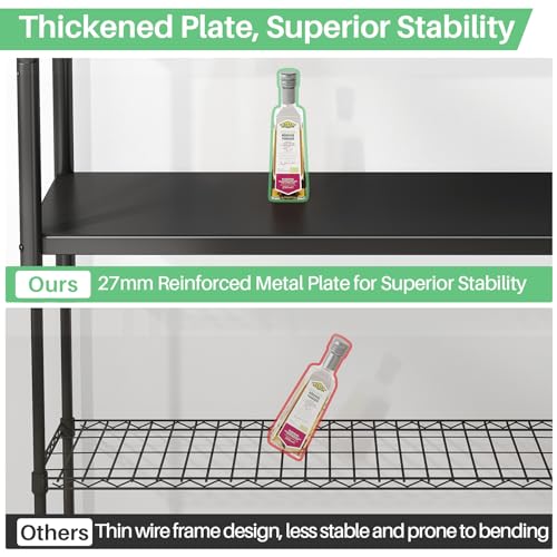 PXRACK Metal Shelving for Storage, 5 Tier Adjustable Kitchen Storage Shelves with Wheels, Shelving Unit Bookshelf Utility Shelf Metal Storage Rack for Garage Pantry Closet Laundry, 35.8"x13"x59.65" - size: 35.8"L x 13"W x 59.65"H