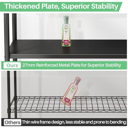 PXRACK Metal Shelving for Storage, 5 Tier Adjustable Kitchen Storage Shelves with Wheels, Shelving Unit Bookshelf Utility Shelf Metal Storage Rack for Garage Pantry Closet Laundry, 35.8"x13"x59.65" - size: 35.8"L x 13"W x 59.65"H