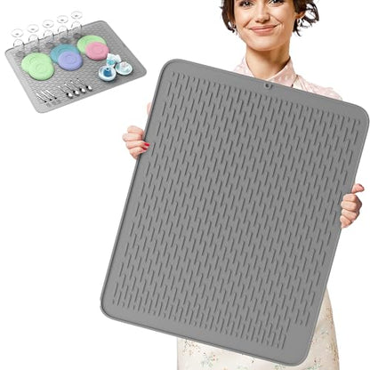 Monster Mat Extra Large Silicone Dish Drying Mat (30"x24") – Heavy Duty & Fast-Drying Silicone Mat - Non-Slip XL Dish Drying Mat For Kitchen Counter - Gray