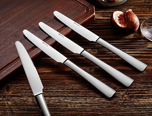 KEAWELL Premium 9.5" Louis Dinner Knives, Set of 4, Stainless Steel Dishwasher Safe, Serrated Knives (Plain) - style: Plain