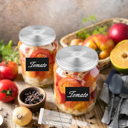 MEEZY 2 Set Fermentation Kit, Fermentation Lids Glass Weights and Airlocks Compatible with 86MM Wide Mouth Mason Jars for Making and Storing Sauerkraut Vegetables