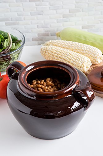 Fox Run 0350 Stoneware Bean Pot, 9.75", Brown | Bake & Serve Baked Beans, Stews, Chili & More | Scratch & Stain Resistant | Beautiful Earthenware | Large 3.5 Quart Capacity