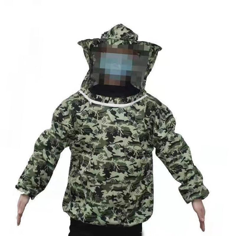 Beekeeping Jacket, Veil Hood Beekeeper Suit Jacket, Ultra Lightweight Maximum Protection for Beginner Professional Beekeepers Camouflage - color: Five Star Camouflage