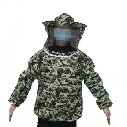Beekeeper Jacket with Veil Hood Polyester Lightweight Ventilated Beekeeping Suit Jacket with Detachable Hood Elastic Cuffs and Waist for Summer Beginner and Professional Beekeepers (Five - color: Five Star Camouflage