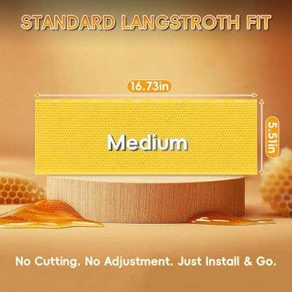 10PCS Food-Grade Plastic Bee Frame Medium Foundation Sheets, Natural Beeswax Coated Bee Hive Foundation for Medium Super Frames (Yellow) - color: Yellow, size: 10PCS