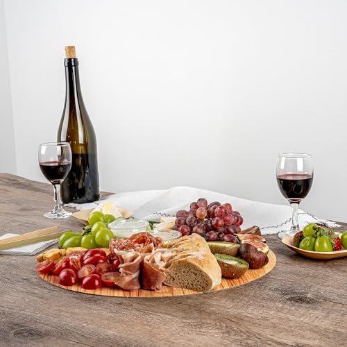 Cater Tek 13.8 Inch Charcuterie Boards, 10 Faux Wood Cheese Boards - Round, Stackable, Paper Cardboard Charcuterie Boards, Disposable, For Serving At Catered Events - Restaurantware - color: Natural, size: 13 3/4"