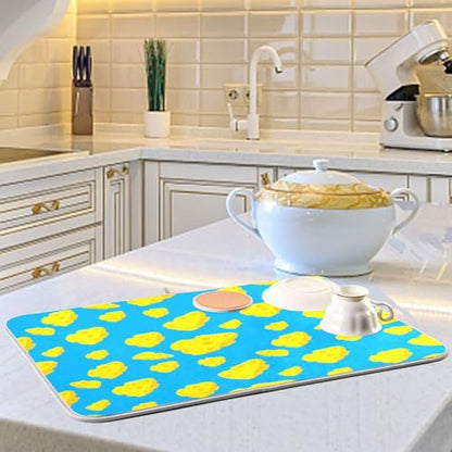 Qilmy Cheese Dish Drying Mat Absorbent Reversible Dish Drainer Pad Tableware Mat for Kitchen Counter Home Decoration, 16 x 18 Inch - size: 16 x 18 Inch