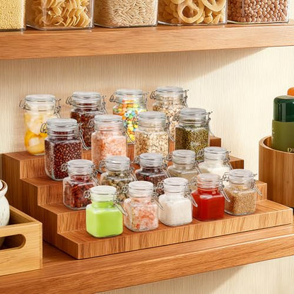 Spice Jars Set of 6, 4 oz Glass Spice Jars with Airtight Lids and Labels, Small Seasoning Jars for Spices, Herbs, Kitchen Spice Organizer - size: 4 fl oz x 6 - Square