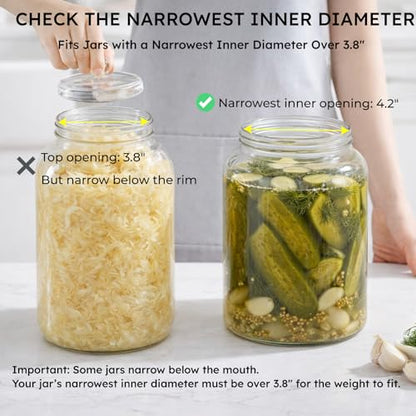 Jillmo Large Fermentation Weights for 1 Gallon Wide Mouth Jars, Heavy Glass Fermenting Weights with Easy Grip Handle, Keeps Vegetables Under Brine for Sauerkraut, Kimchi & Pickles, Pack of 2 - size: Plain - 2 Pack