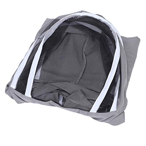 Yosoo Beekeeping Protective Veil Jacket with Double Zippers Hat Veil Breathable Polyester Cotton Bee Suit for Beekeeping Accessory (Grey) - color: Grey