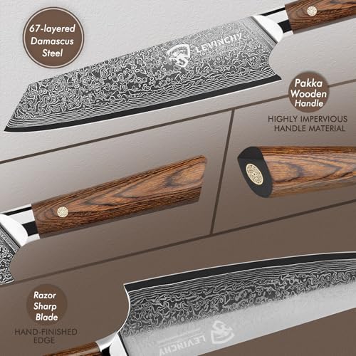 Damascus Chef Knife 8 inch with Ergonomic Pakka Wood Handle, Professional Japanese Damascus Steel Kitchen Knife - color: 8" Damascus Chef Knife with Pakkawood Handle