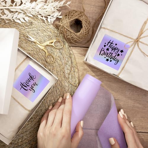 2" x 2" Square Thermal Labels Stickers, Holographic Thermal Stickers Labels, Self-Adhesive Glitter Direct Thermal Label for Small Business, DIY Design- Holographic Purple - color: Holographic Purple, size: 2 X 2
