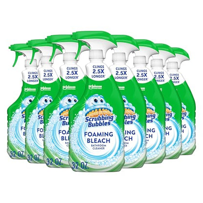 Scrubbing Bubbles Foaming Bleach Bathroom and Shower Cleaner Disinfectant Spray, Helps Erase Mold & Mildew, 32oz (Pack of 8) - size: 32 Ounce (Pack of 8)