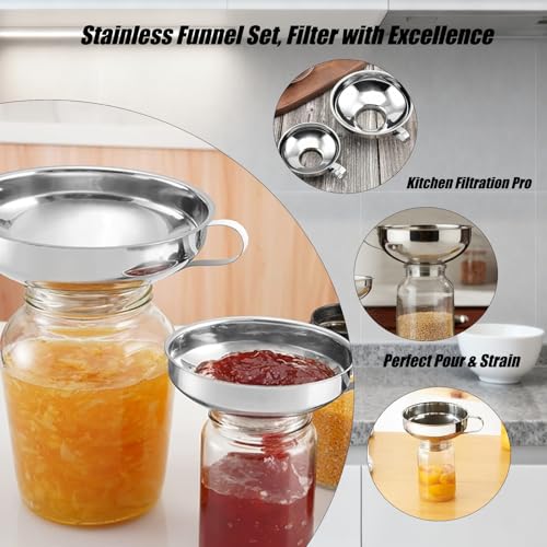 Stainless Steel Canning Funnel for Filling Mason Jars | Food grade stainless steel canning funnel, wide mouth, perfect tool for filling mason jars jam and homemade preserves