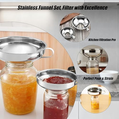 Stainless Steel Canning Funnel for Filling Mason Jars | Food grade stainless steel canning funnel, wide mouth, perfect tool for filling mason jars jam and homemade preserves