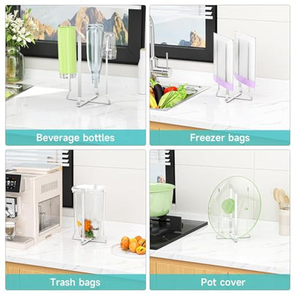 Bottle Drying Rack Reusable Drying Rack for Bottles Metal Foldable Water Bottle Dryer Holder Space Saving Cups Dryer Racks Kitchen Stand Holder for Plastic Bags, Bottles and Cups (Silver, 1PC)