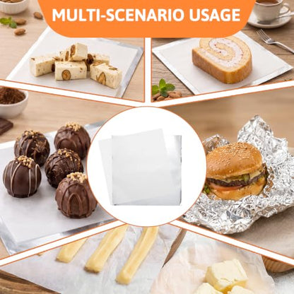 500 Pack Butter Paper Set Butter Wrapping 250 Aluminum Foil Sheets 250 Silicone Oil Papers Pre-cut Wrappers for Homemade Chocolate and Food Storage 2 Sizes