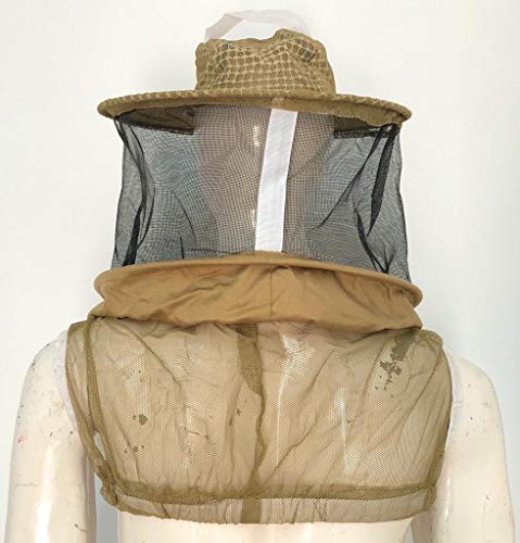 Clothes N Leather Gear Three Layer Ventilated Beekeeping Veil in Round (Khaki, 3 Layer HAT) - color: KHAKI