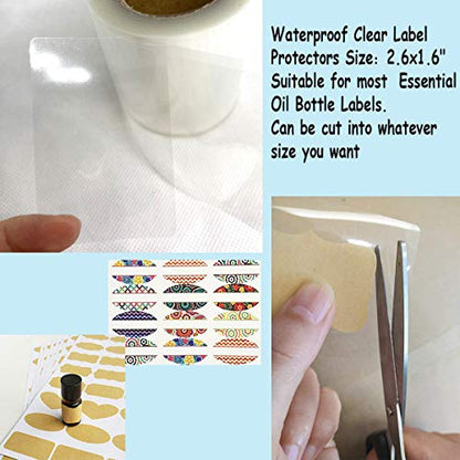 2.5x1.6 Inch Clear Waterproof Label Protectors for Essential Oil Bottle Labels and Food Jars Labels - 300 Barcode Label Protectors/Roll