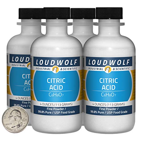 Citric Acid / 1 Pound in 4 Bottles / 99.8% Pure USP Food Grade/Fine Powder - size: 1 Pound (Pack of 1)