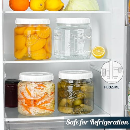 2 Pack Glass Jar with Lid, Half Gallon Mason Jar Wide Mouth for Pantry Storage, Flour, Pasta, Cookie, Candy, Fermenting, Pickle - Airtight Glass Storage Jars for Fridge w 2 Scale Marks(64 Oz)