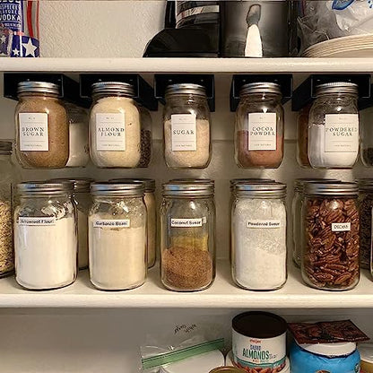 Art Secret Mason Jar Storage Rack (2 Pack) – Under Shelf Organizer for Regular Mouth Jars – Easy Install with Screws or Adhesive – Kitchen Cabinet & Pantry Space Saver - size: Regular Mouth