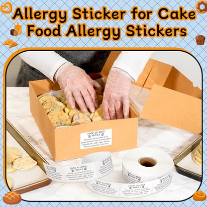 Gueevin 600 Count 1x2'' Food Allergy Warning Labels Allergies Restaurant Food Safety Self Adhesive Stickers Restaurant Removable Thermal Printed Labels for Kitchen(White) - color: White