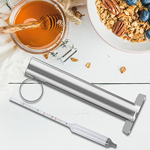 Maple Syrup Hydrometer Test Cup Kit, Stainless Steel Syrup Tester | Measures Sugar Content Accurate Reading Easy to Use Maple Syrup Supplies with Cleaning Brush