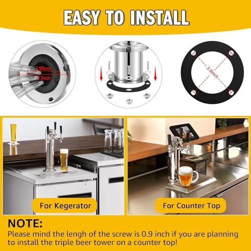 3 Tap Beer Tower Stainless Core Beer Faucet Kegerator Tower Draft Beer Tap Tower Dispenser Pre-Installed Kegerator Tap Tower Kit with Self-Closing Spring Keg Tap Beer Brewing Kit - size: Triple Tap Beer Tower